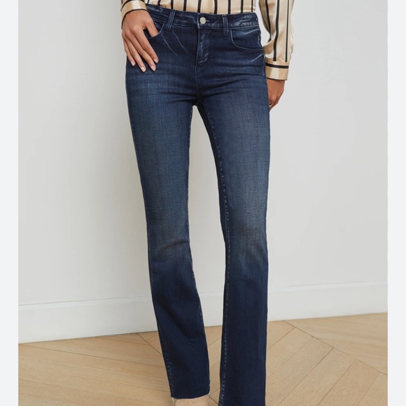 L’Agence The Sneeki Flare Legs Low Rise Hanson blue jeans size 27 NWT - Picture 15 of 16